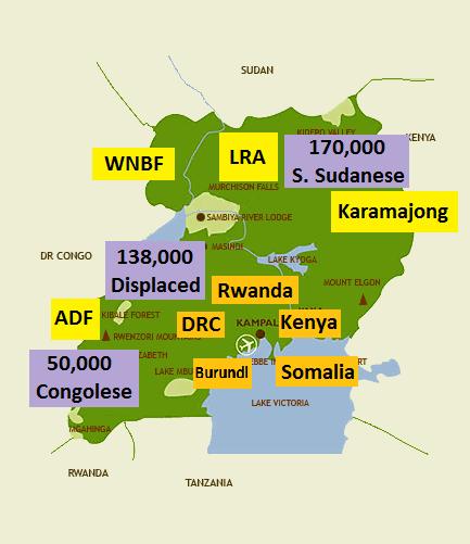 map of uganda showing regions. Rebel Groups in Uganda- much